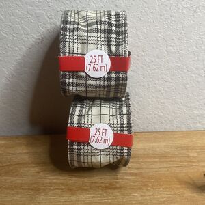 NWT Christmas Ribbon Bundle of 2 Wired Ribbons 50 feet total